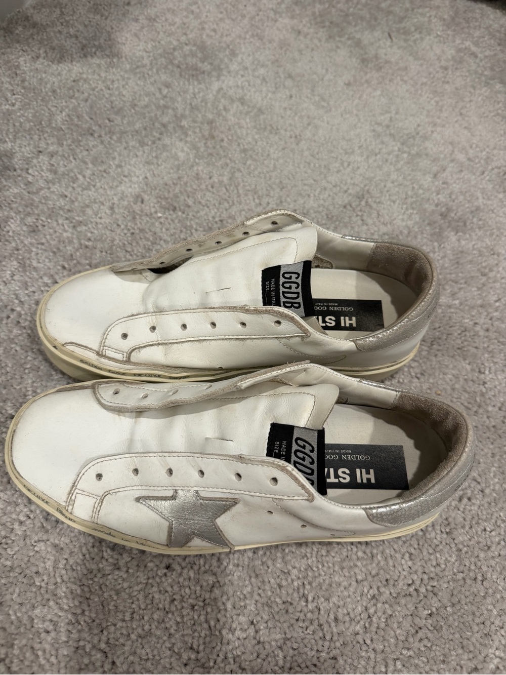 Hi Star Golden Goose White Sneakers with Silver Star